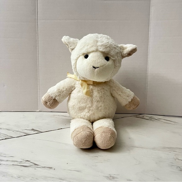 Pottery Barn Kids Lamb Plush Stuffed Animal 11.5" Cream With Bow 2017 Collection - Picture 1 of 8
